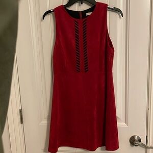 Blush Noir Faux Suede Sleeveless Mini Dress Women’s Size S Red-black cutouts zip